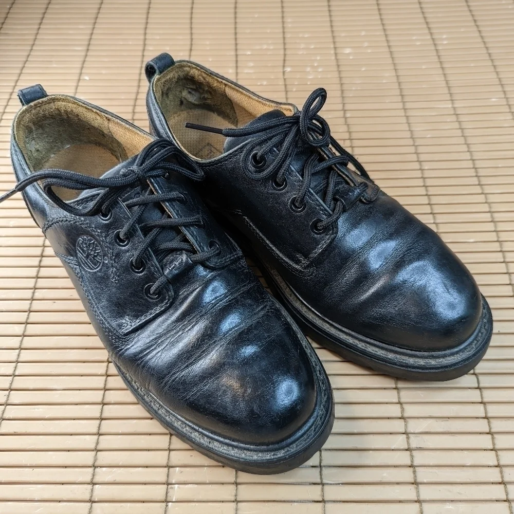 TIMBERLAND Waterproof Mens Size 8 1/2 M Black Leather Oxford Shoes 95504